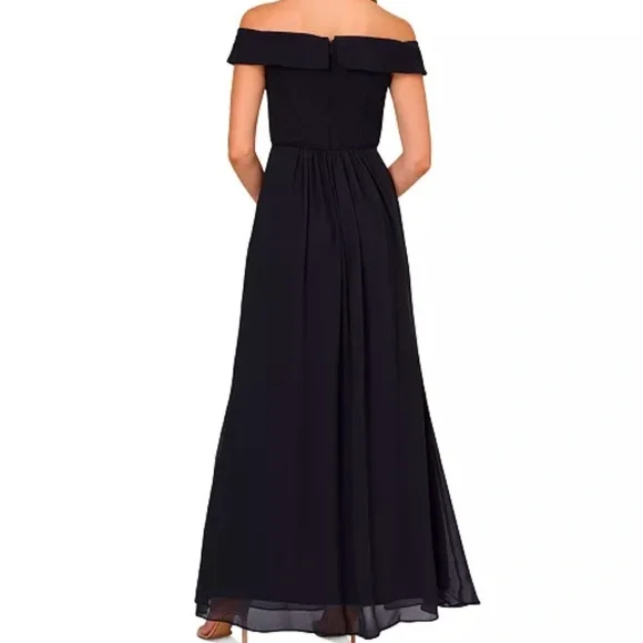 Adrianna Papell Navy Blue Off-Shoulder Maxi Dress - Picture 4 of 10